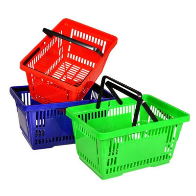 Opvouwbare draagbare plastic trolley basket voor kruidenierswaren, plastic winkelwagentje