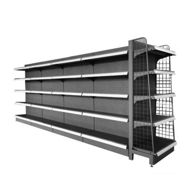 kopen Gemakwinkel Dubbelzijdig Gondola Planken Metalen supermarktplanken Rack online manufacture