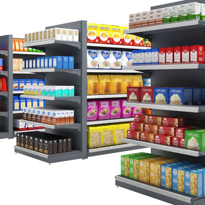 kopen Supermarkt Retail Store Dubbelzijdig Gondola Display Schappen Gemakwinkel Plank / Rack online manufacture