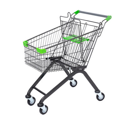 Vier wielen Metalen supermarkt winkelwagen Opvouwbaar handvat Type