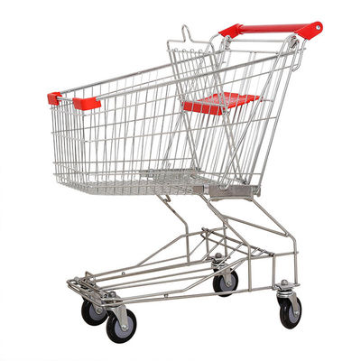 Vier wielen Metalen supermarkt winkelwagen Opvouwbaar handvat Type