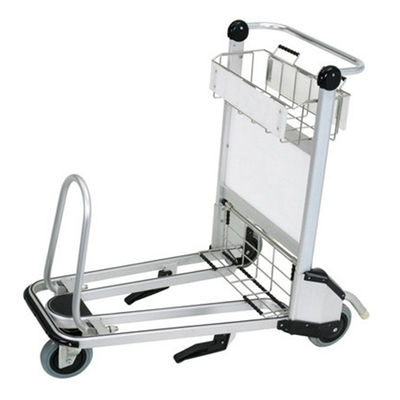 Op maat gemaakte metalen luchthaven bagage trolley grondpassagiersbagage luchthaven trolley 3 wielen wagen