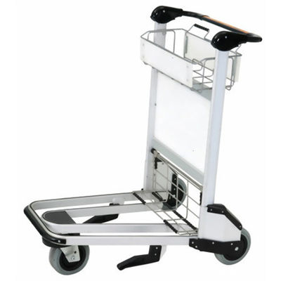 Op maat gemaakte metalen luchthaven bagage trolley grondpassagiersbagage luchthaven trolley 3 wielen wagen