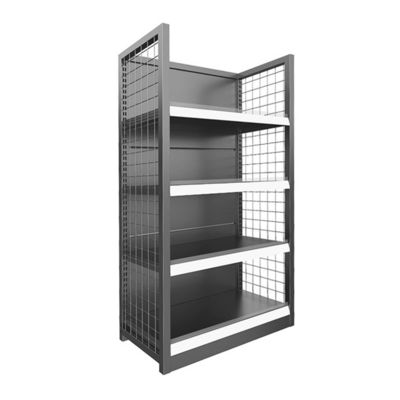 Dubbelzijdige Gondola Staaldraad Mesh Rack Metalen Display Shelves Voor Supermarkt