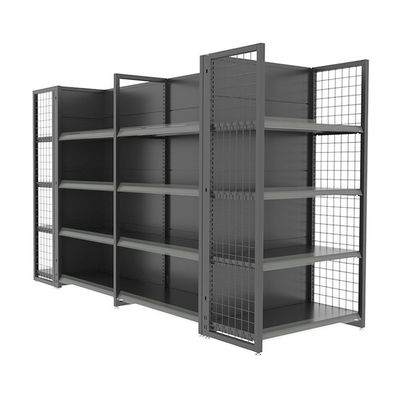 Dubbelzijdige Gondola Staaldraad Mesh Rack Metalen Display Shelves Voor Supermarkt