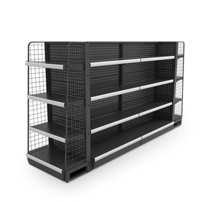 Gemakwinkel Dubbelzijdig Gondola Planken Metalen supermarktplanken Rack