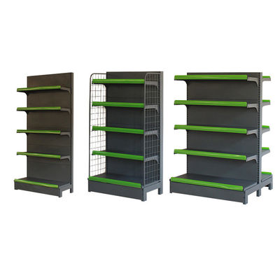 Gemakwinkel Dubbelzijdig Gondola Planken Metalen supermarktplanken Rack