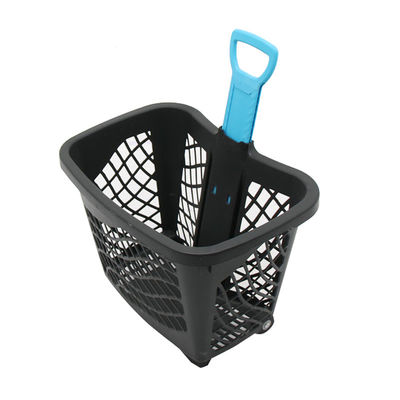Gemakkelijk opvouwbaar plastic trolley basket met vier wielen gemakkelijk op te slaan en schoon te maken
