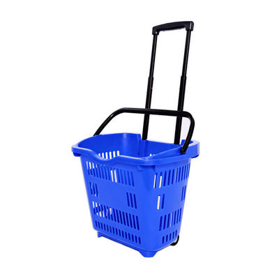 34L op maat gemaakte opvouwbare plastic trolley basket met handvat voor winkelen