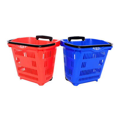 34L op maat gemaakte opvouwbare plastic trolley basket met handvat voor winkelen
