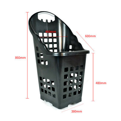 Plastic PP winkelmandje met 2,5 kg laadvermogen met vier wielen