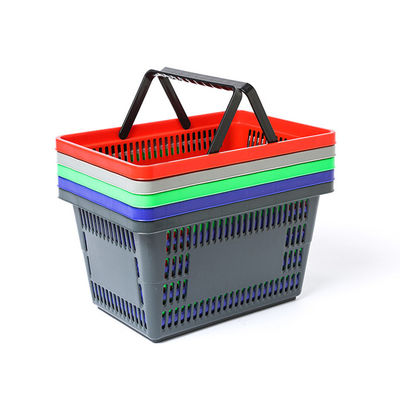 Opvouwbare draagbare plastic trolley basket voor kruidenierswaren, plastic winkelwagentje