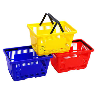 Opvouwbare draagbare plastic trolley basket voor kruidenierswaren, plastic winkelwagentje