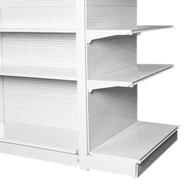 Gepersonaliseerde winkelplank display koudgewalste stalen supermarktplank voor uw winkelfront