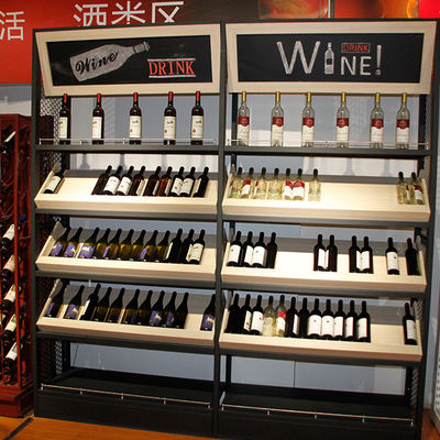 Op maat gemaakte supermarkt Houten wijnopslagplank Liquor Display Cabinet plank