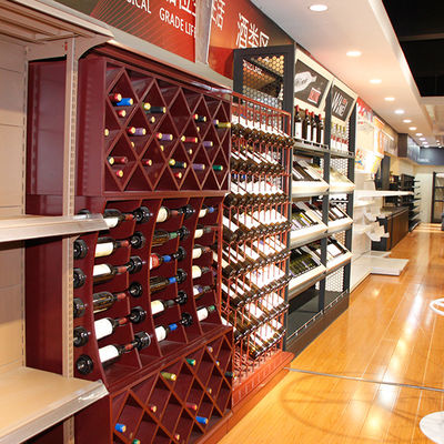 Op maat gemaakte supermarkt Houten wijnopslagplank Liquor Display Cabinet plank