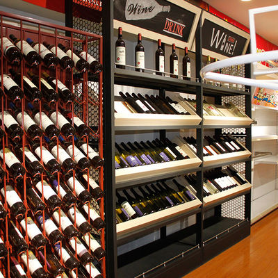 Op maat gemaakte supermarkt Houten wijnopslagplank Liquor Display Cabinet plank