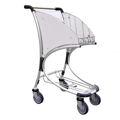 Sterke rubberen wielen metalen luchthaven bagage trolley voor bagagecontrole