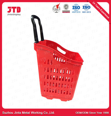 60L plastic Rolling het Winkelen Mand HDPP het Winkelen Mand op Wielen met Trekkrachthandvat